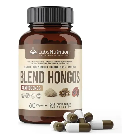 Hongos Adaptógenos Labs Nutrition 60 Cápsulas Veganas Neutras Sin Gluten