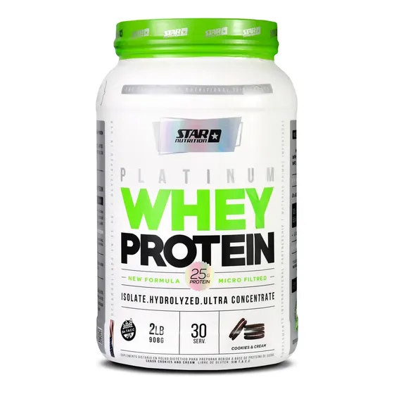 Platinum Whey Protein Star Nutrition 2 Lb en Pote Sabor Cookies & cream