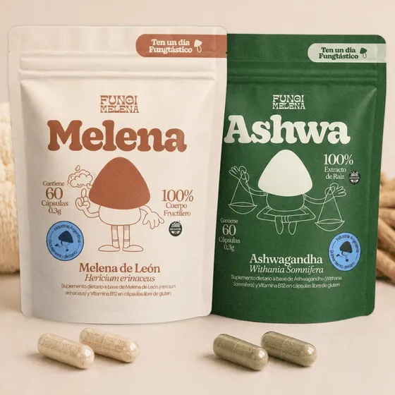 Combo Zen Melena De León Ashwagandha Packs X60 Fungi Melena