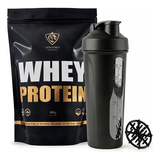 Whey Protein Sin Sabor Proteina Lion Force 980g + Shaker V6