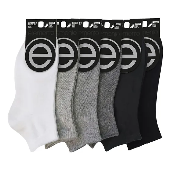 Pack X12 Medias Elemento Soquetes Hombre Liso Algodón