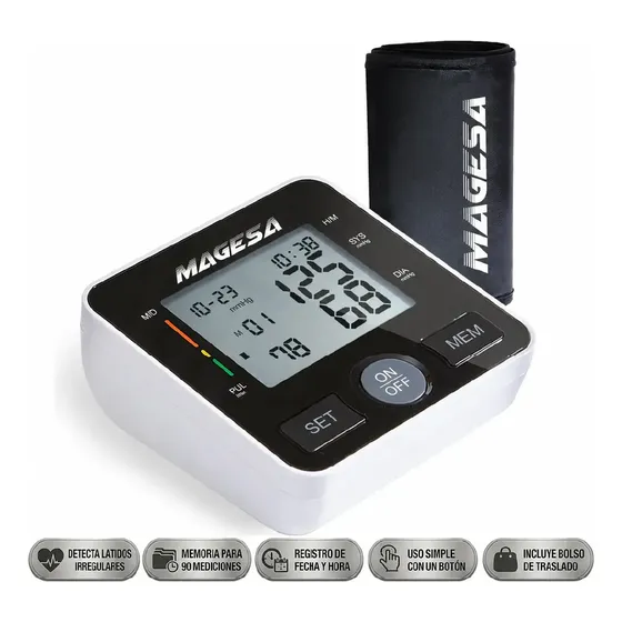 Tensiómetro Digital Brazo Medidor Presión Automatico Magesa Color Negro/blanco 800b27