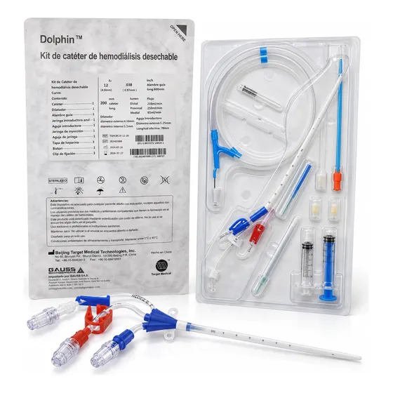 Kit De Catéter De Hemodiálisis 3 Lumen 12fr X 20cm Curvo