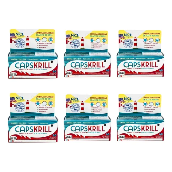 Combo X6 Capskrill 40 Capsulas Omega 3 Aceite De Krill Puro