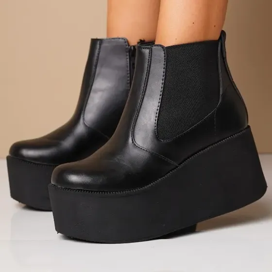 Bota Botineta De Mujer Plataforma Alta Elastizada Ivonne