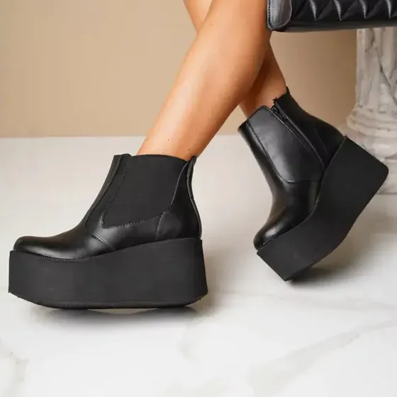 Bota De Mujer Con Plataforma Alta Elastizadas Ivonne