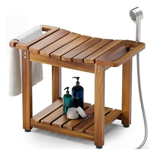 Banco Ducha Ducha Bluewest Madera Acacia Natural Repisa