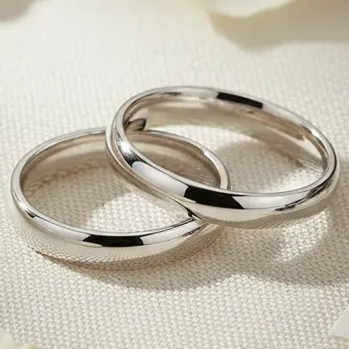 Par Alianzas Media Caña 3mm Plata 925 Compromiso Boda Regalo