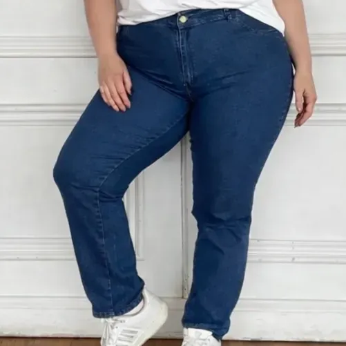Jean Pantalon Recto Azul Mujer Elastizado Wonder