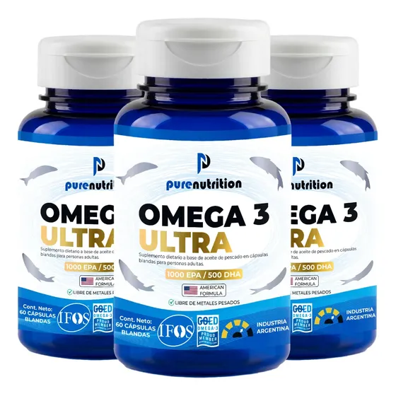 Pack X3 Omega 3 Ultra Pure Nutrition Ifos Goed 1000 Epa 500