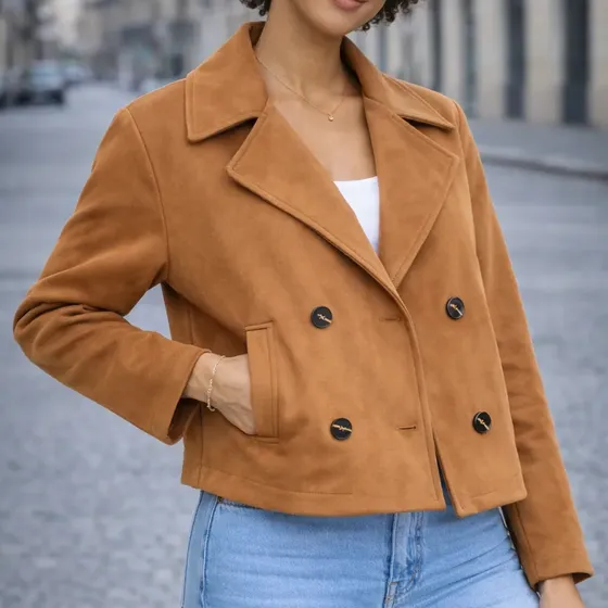 Saco Corto Gamuza Suede Mujer Customs Ba Otoño/inv.