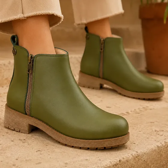Bota Botineta Mujer Cuero Clasica Caña Corta Citadina Grecia