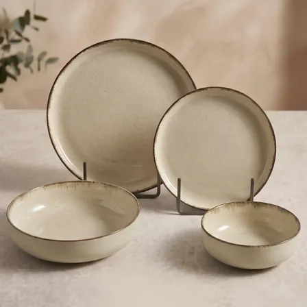 Set 24 Piezas Plato Playo Postre Bowl Hondo Compotera