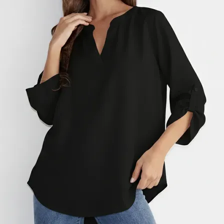 Blusa Poplin Liso Manga 3/4 Mujer 2039