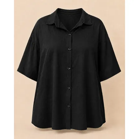 Camisa Elegante Mujer Talles Grandes Manga Corta Blanca
