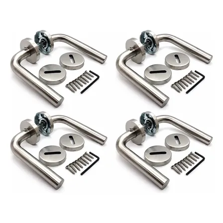 Manija Puerta Acero Toshi Doble Reforzada Picaporte Combo X4 Acero Inoxidable