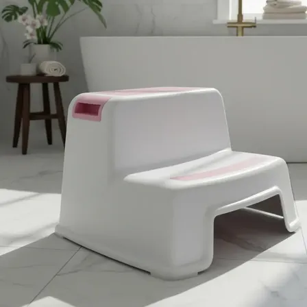 Banco Banquito Para Niños Doble Escalon Premium !! Plástico Rosa Claro