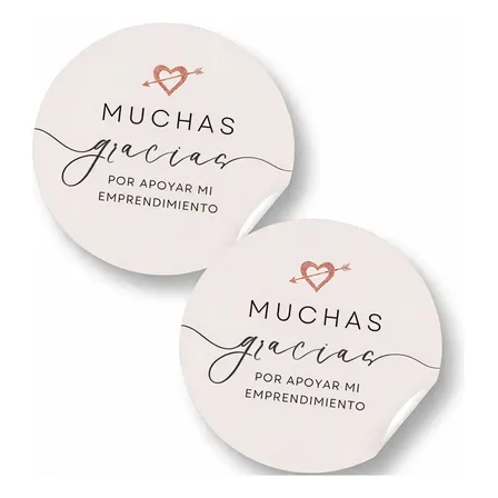 Stickers Emprendedores 4cm Redondos X120 Gracias Etiquetas