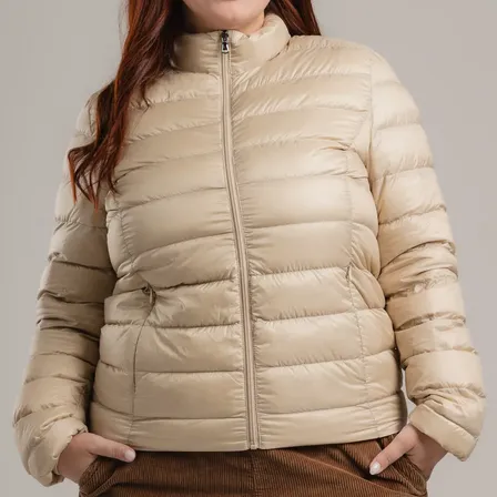 Campera De Plumas Ultraliviana Mujer Ligero 100% Pluma Beige S