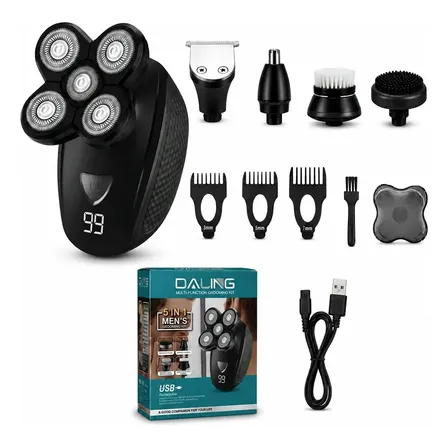 Afeitadora Electrica 6 Cuchillas Flotantes Visor Led Recarg Azul