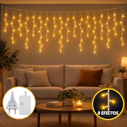 Cortina Lluvia Led Cascada 3 Metros 100 Luces Adorno Navidad Calidas