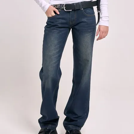 Jean Low Rise Gummed Recto De Mujer 47 Street Azul Claro 34