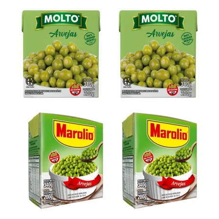 Pack 2 Arvejas Molto + 2 Arvejas Marolio Tetra Pack 340 Grs.