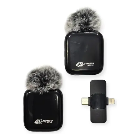 Microfono Corbatero Dual Con Entrada C Y iPhone Profesional. Negro