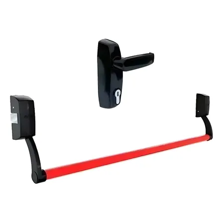 Barral Antipánico Jaque Puerta Hoja Simple Llave Manija Gtia Negro