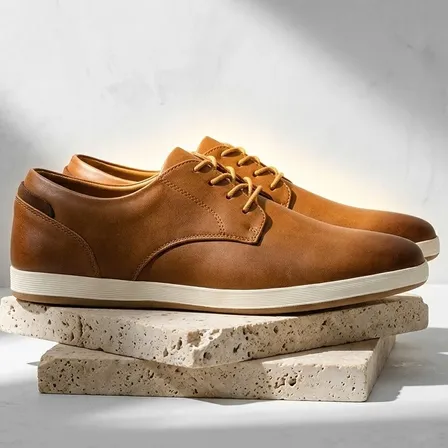 Zapatos Derby Hombre Casuales Con Cordones Marrón Claro 9