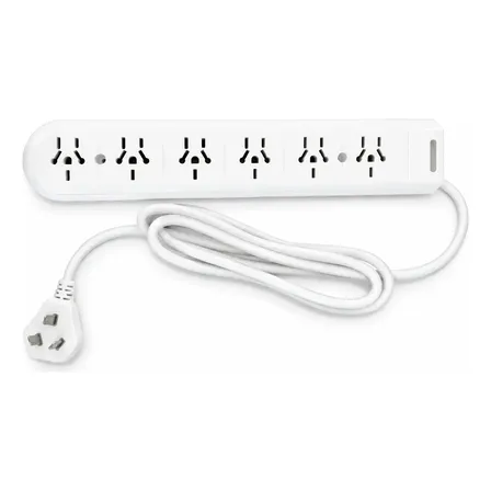 Zapatilla Alargue Universal 6 Tomas 1,5 Mts Cable C Termico Blanco