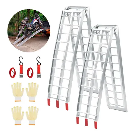 Kit X2 Rampa Para Moto Vetra By Gadnic Aluminio Plegable Gris