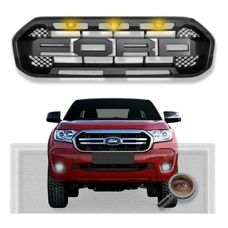 Parrilla Raptor P/ Ranger T8 Con Leds 2019 2022 Tuningchrome Negro Mate