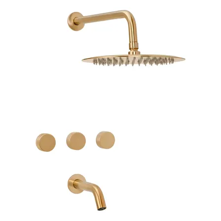 Grifería Baño Ducha Peirano 80-100G Fabric Gold Color Dorado Acabado Brillante Flor Duchon Cierre Ceramico Con Transferencia