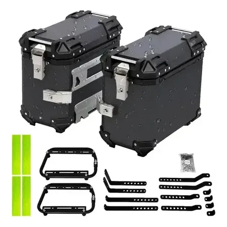 Kit x 2 Baules Laterales Para Moto Vetra By Gadnic Moto 38 Lts Universal Negro