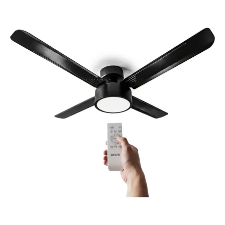 Ventilador De Techo 48'' 60w Delhi Palas De Metal 6 Niveles Cantidad De Aspas 4 Estructura Negro Aspas Negro Diámetro 1.24 M Frecuencia 50 Hz/60 Hz