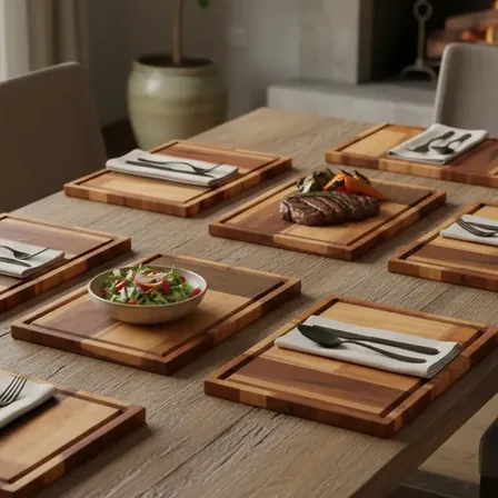 Plato De Asado Tablas Eucalipto X 6 Unidades 20 X30 Marrón Lisa