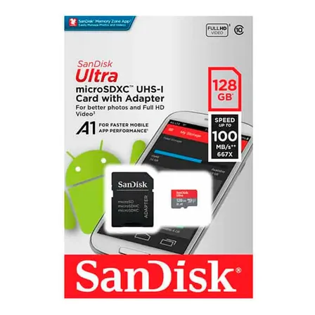 SanDisk Ultra Memoria Micro Sd de 128GB 100mbps