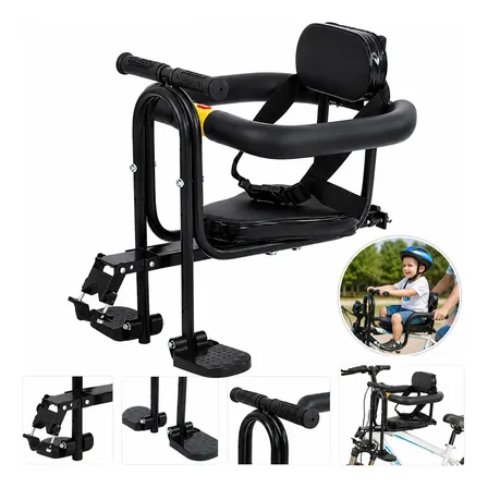 Silla Para Bicicleta Infantil Con Cinturón Y Respaldo Negro