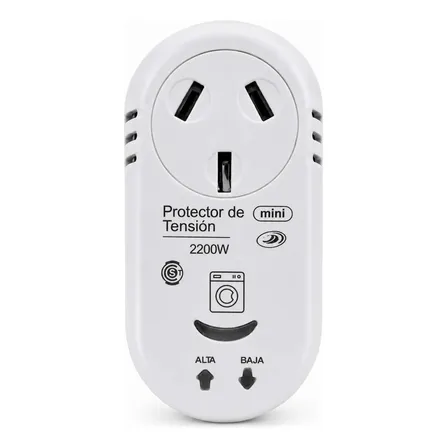 Protector De Tensión 2200w 10a Lavarropas Lavavajillas Hogar Blanco