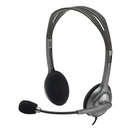 Auriculares Oficina Logitech Vincha Microfono H111 Stereo Gris