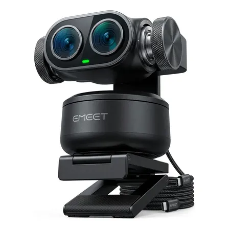 Camara Web EMEET Pixy 4K UHD Dual Lens 1080P 60FPS IA Seguimiento Automatico Autofocus PDAF PTZ 310 Grados 3 Microfonos