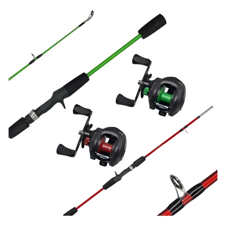 Kit Pesca Con Carnada 2 Cañas Bait Casting + 2 Reel Huevito