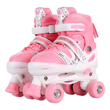 Patín 4 Ruedas Extensible Infantil Estilo Artístico Patines S 30 Al 34 50 Mm Rosa