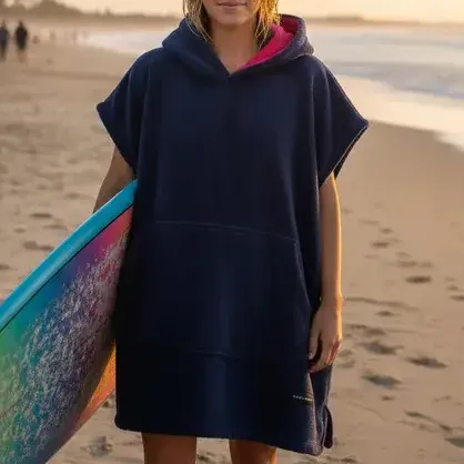 Poncho Cambiador Toalla Adultos Pileta, Rio, Mar, Free Wolf Azul Marino Talle 3