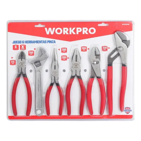 Set Workpro 6 Herramientas Alicate Pinzas Llave Francesa