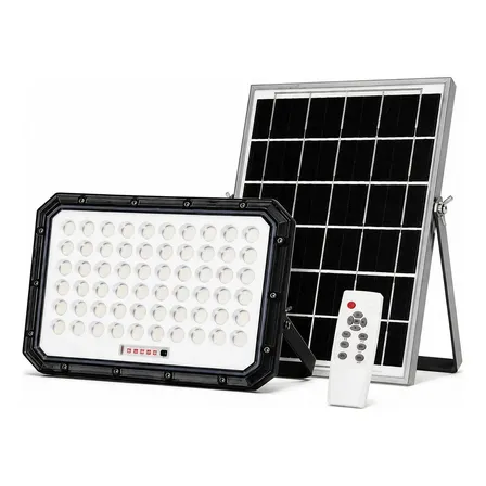 Reflector Led Solar 2000w Panel Solar Y Control Remoto Ip66 Gris Oscuro Blanco Frío