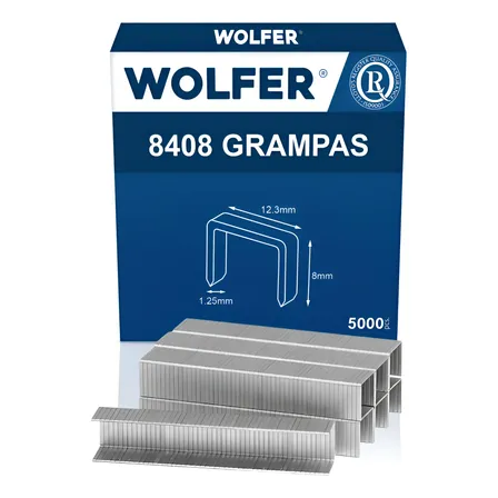 Grampas Clavadora Neumática 84/08 Mm Tapicería Wolfer 10000u Gris
