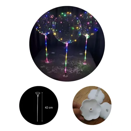 10 Globos Burbujas Led Con Bases Con Pilas Centro De Mesa
