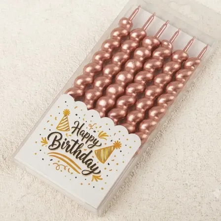 Pack 6 Velas Velitas Cumpleaños Espiral Metalizada Rosa Gold